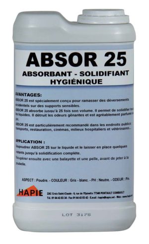 Absorbant solidifiant hygiénique ABSOR25 - Boite de 1Kg