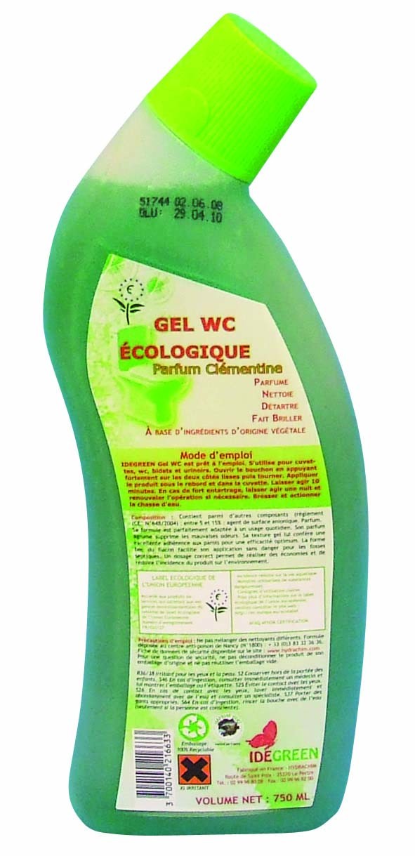 Gel WC parfum clémentine Ecolabel IDEGREEN – 1800 – Bidon 750ml